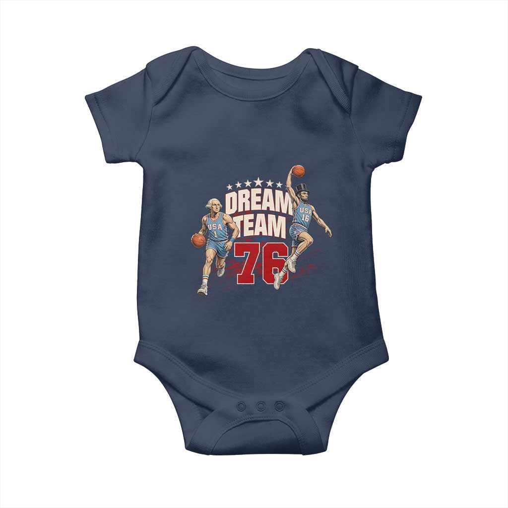 Dream Team 76 Founding Fathers Playing Basketball Baby Onesie Funny George Washington Abraham Lincoln Patriotic Sports Fan