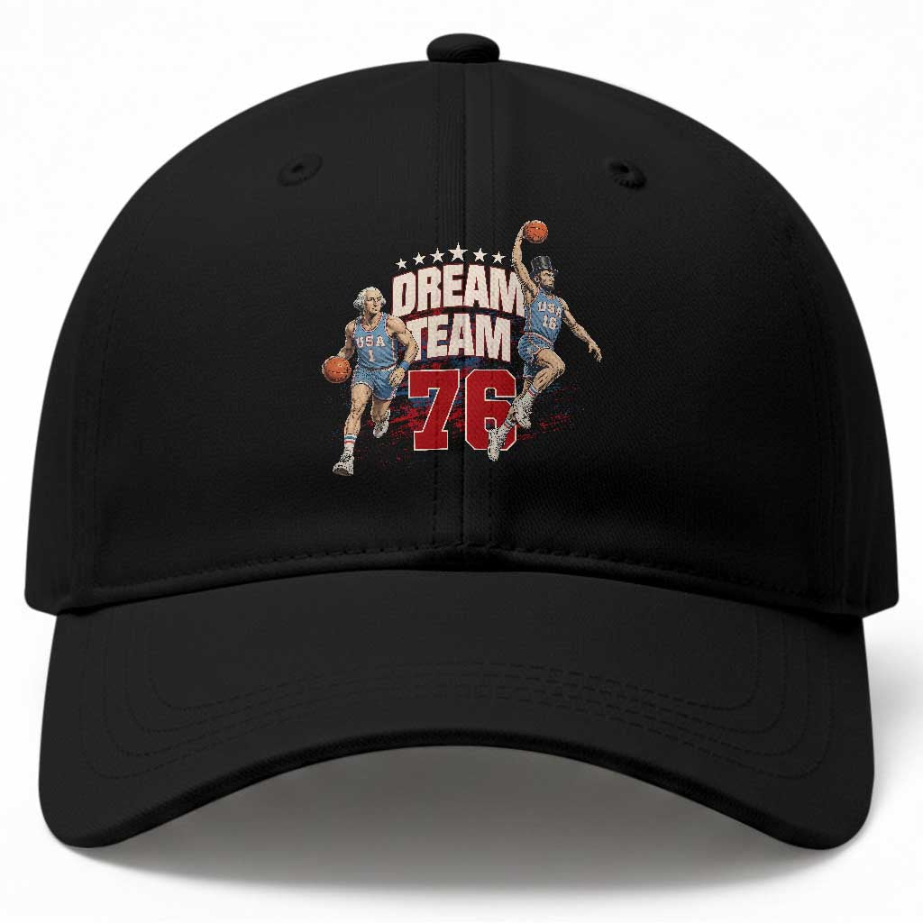 Dream Team 76 Founding Fathers Playing Basketball Baseball Cap Funny George Washington Abraham Lincoln Patriotic Sports Fan