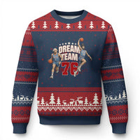 Dream Team 76 Founding Fathers Playing Basketball Ugly Christmas Sweater Funny George Washington Abraham Lincoln Patriotic Sports Fan