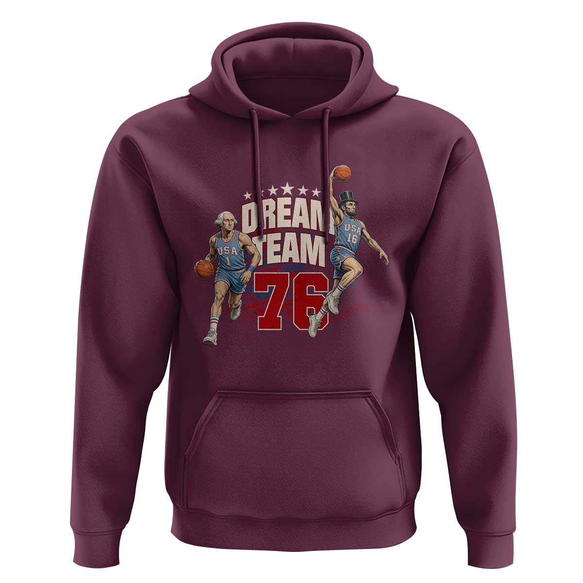 Dream Team 76 Founding Fathers Playing Basketball Hoodie Funny George Washington Abraham Lincoln Patriotic Sports Fan