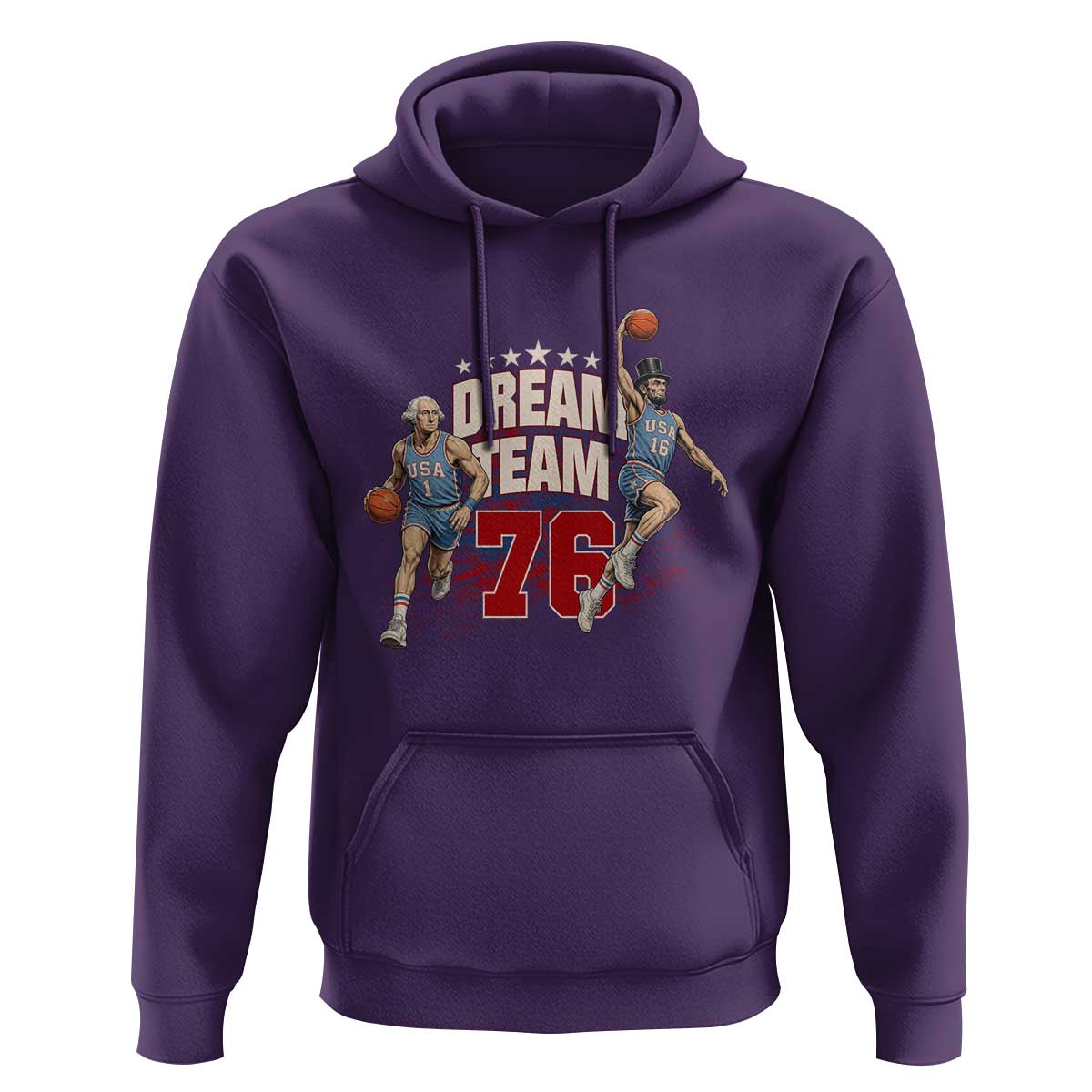 Dream Team 76 Founding Fathers Playing Basketball Hoodie Funny George Washington Abraham Lincoln Patriotic Sports Fan