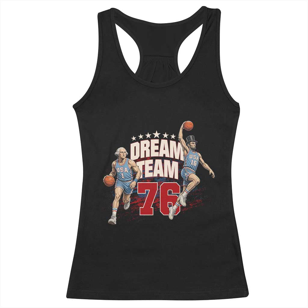 Dream Team 76 Founding Fathers Playing Basketball Racerback Tank Top Funny George Washington Abraham Lincoln Patriotic Sports Fan