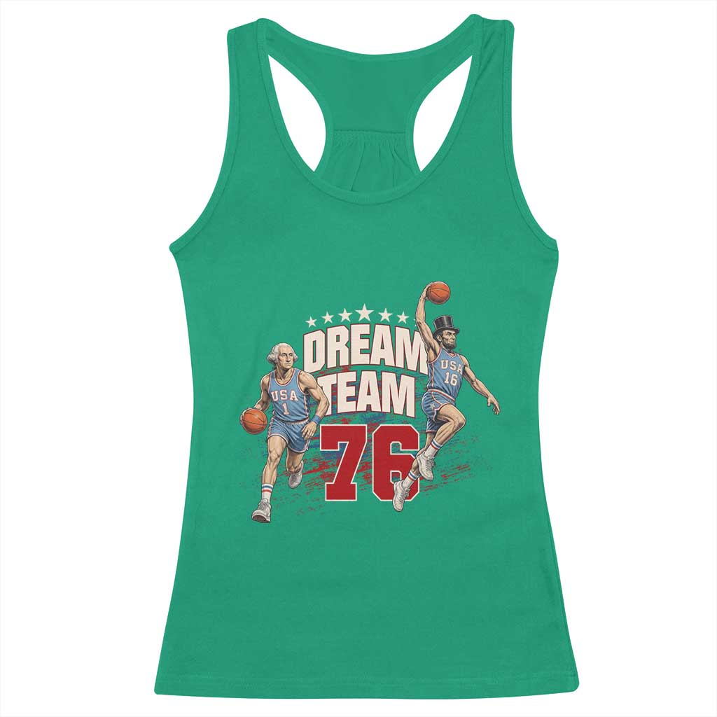 Dream Team 76 Founding Fathers Playing Basketball Racerback Tank Top Funny George Washington Abraham Lincoln Patriotic Sports Fan