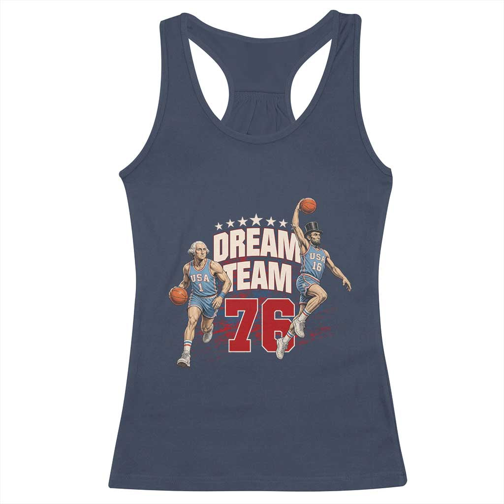 Dream Team 76 Founding Fathers Playing Basketball Racerback Tank Top Funny George Washington Abraham Lincoln Patriotic Sports Fan