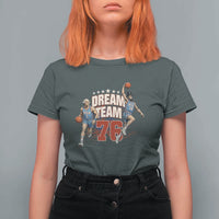 Dream Team 76 Founding Fathers Playing Basketball T Shirt For Women Funny George Washington Abraham Lincoln Patriotic Sports Fan