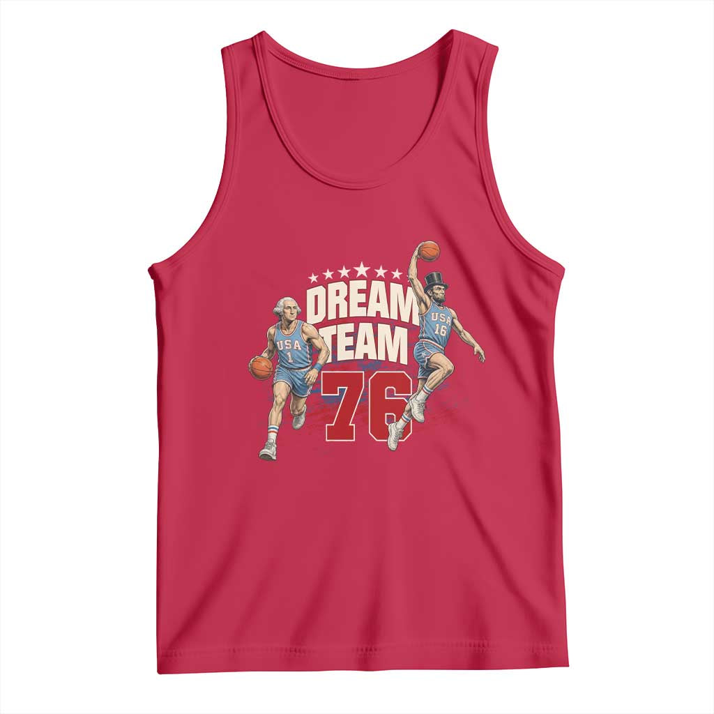 Dream Team 76 Founding Fathers Playing Basketball Tank Top Funny George Washington Abraham Lincoln Patriotic Sports Fan