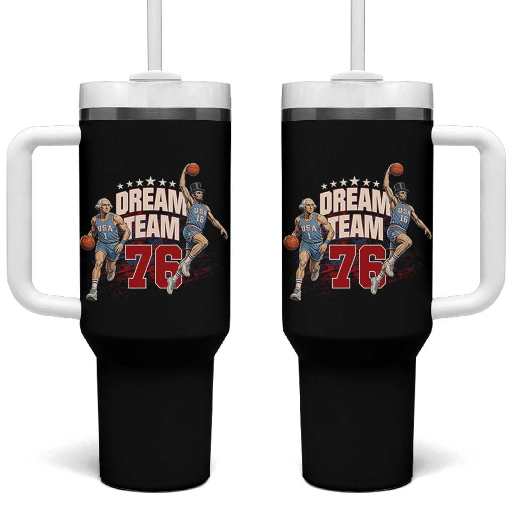 Dream Team 76 Founding Fathers Playing Basketball Tumbler With Handle Funny George Washington Abraham Lincoln Patriotic Sports Fan