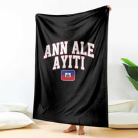 Ann Ale Ayiti Collegiate Athletic Sport Style Throw Blanket Let's Go Haiti Haitian Flag and Coat of Arms Pride