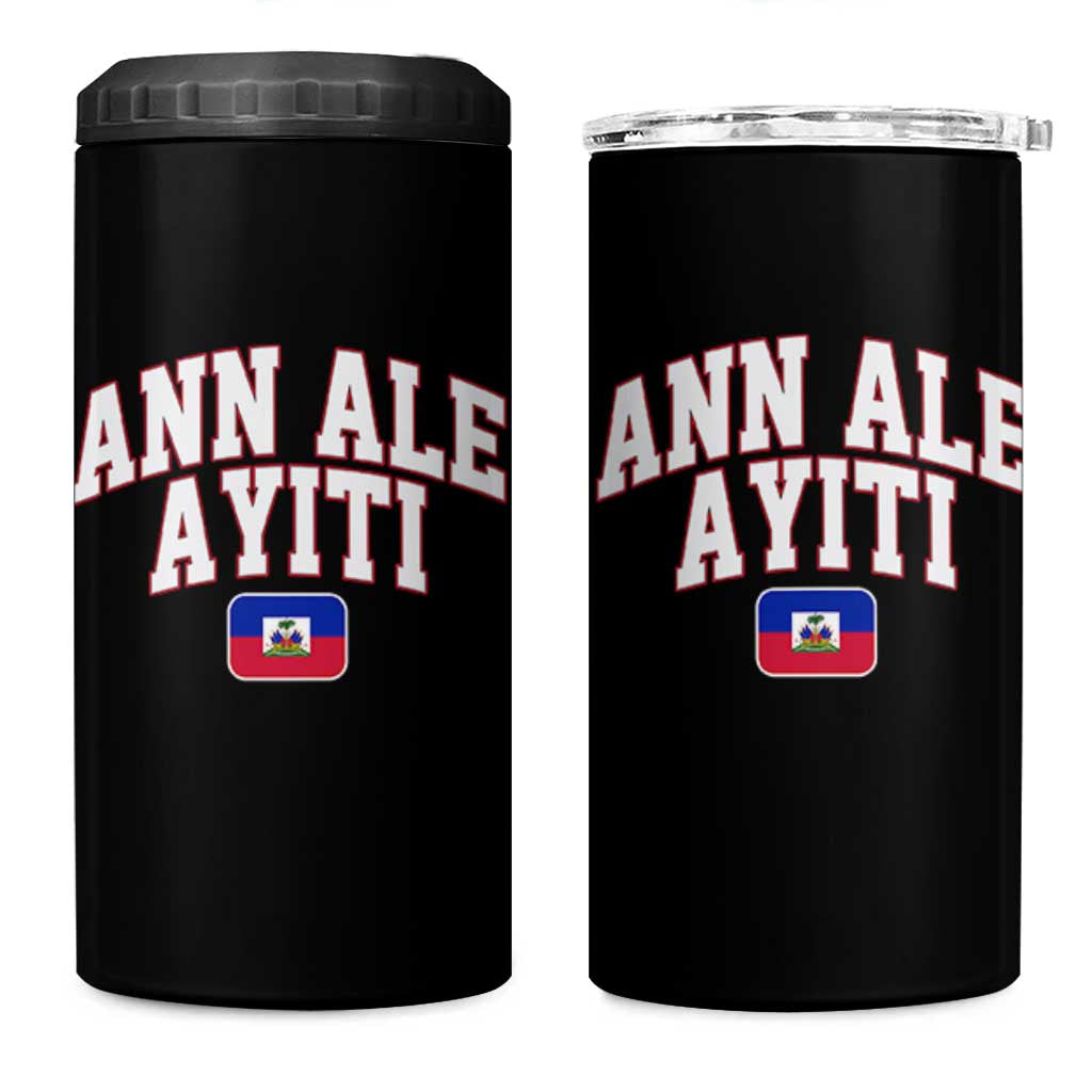 Ann Ale Ayiti Collegiate Athletic Sport Style 4 in 1 Can Cooler Tumbler Let's Go Haiti Haitian Flag and Coat of Arms Pride