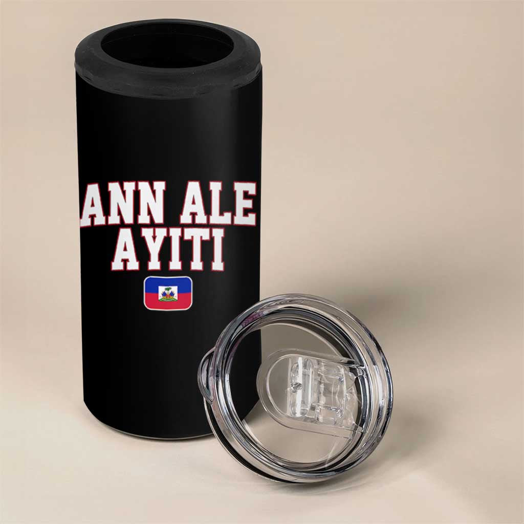 Ann Ale Ayiti Collegiate Athletic Sport Style 4 in 1 Can Cooler Tumbler Let's Go Haiti Haitian Flag and Coat of Arms Pride