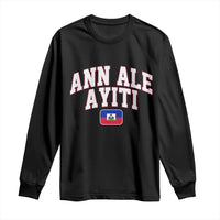 Ann Ale Ayiti Collegiate Athletic Sport Style Long Sleeve Shirt Let's Go Haiti Haitian Flag and Coat of Arms Pride
