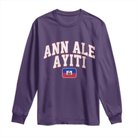 Ann Ale Ayiti Collegiate Athletic Sport Style Long Sleeve Shirt Let's Go Haiti Haitian Flag and Coat of Arms Pride