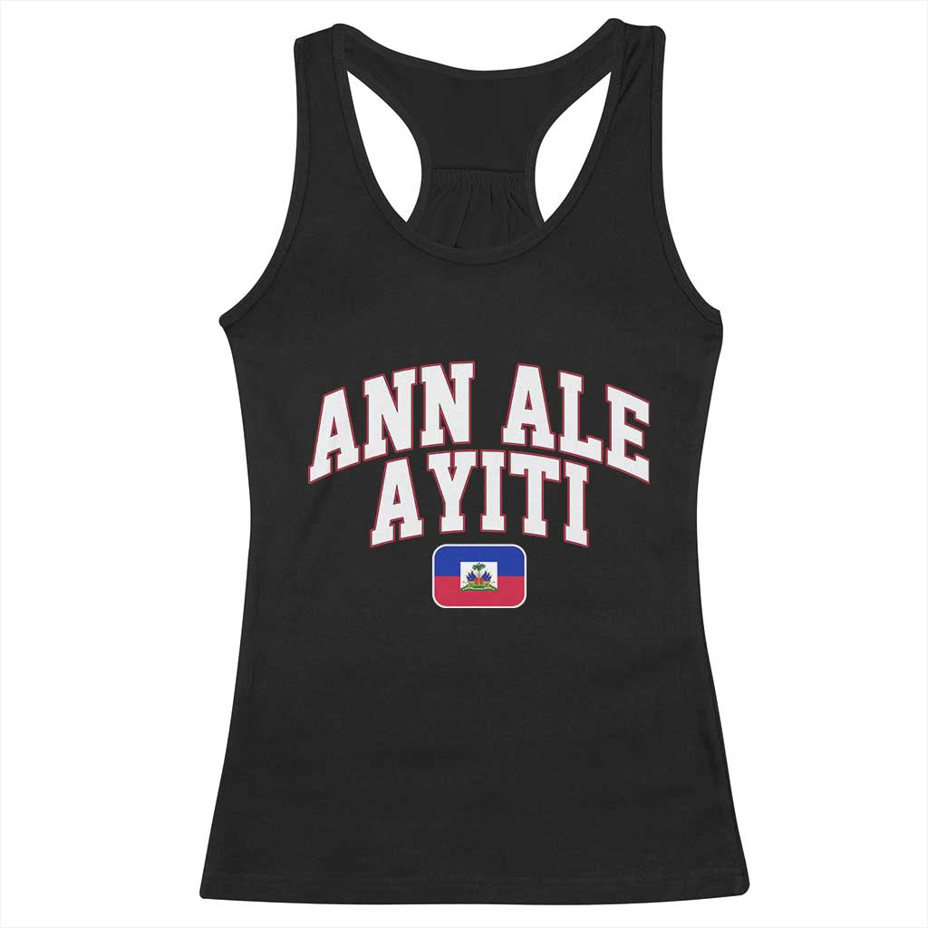 Ann Ale Ayiti Collegiate Athletic Sport Style Racerback Tank Top Let's Go Haiti Haitian Flag and Coat of Arms Pride
