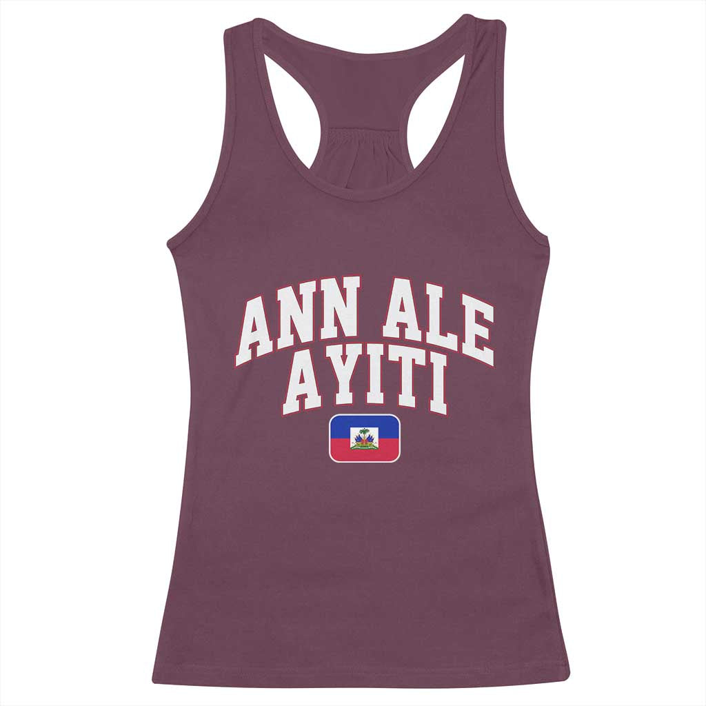 Ann Ale Ayiti Collegiate Athletic Sport Style Racerback Tank Top Let's Go Haiti Haitian Flag and Coat of Arms Pride