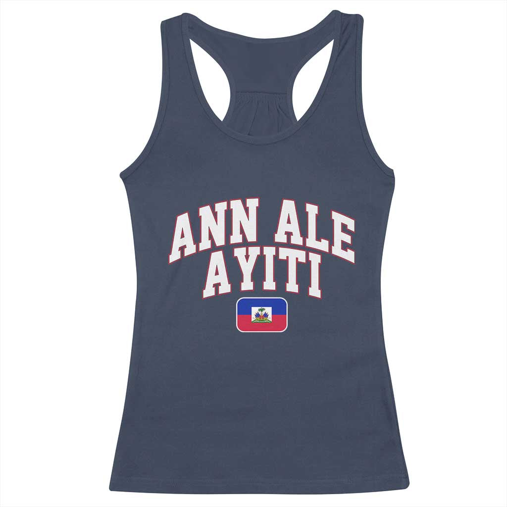 Ann Ale Ayiti Collegiate Athletic Sport Style Racerback Tank Top Let's Go Haiti Haitian Flag and Coat of Arms Pride
