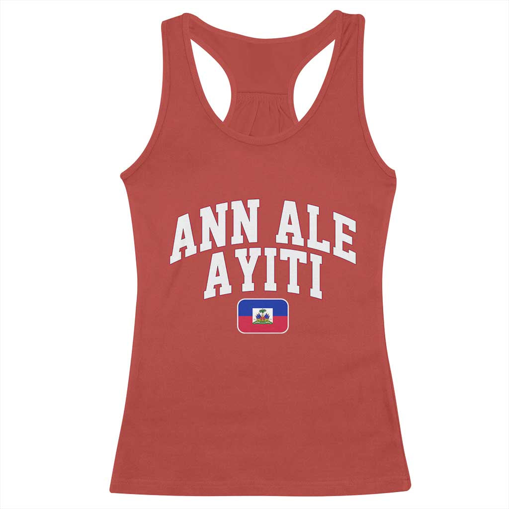 Ann Ale Ayiti Collegiate Athletic Sport Style Racerback Tank Top Let's Go Haiti Haitian Flag and Coat of Arms Pride