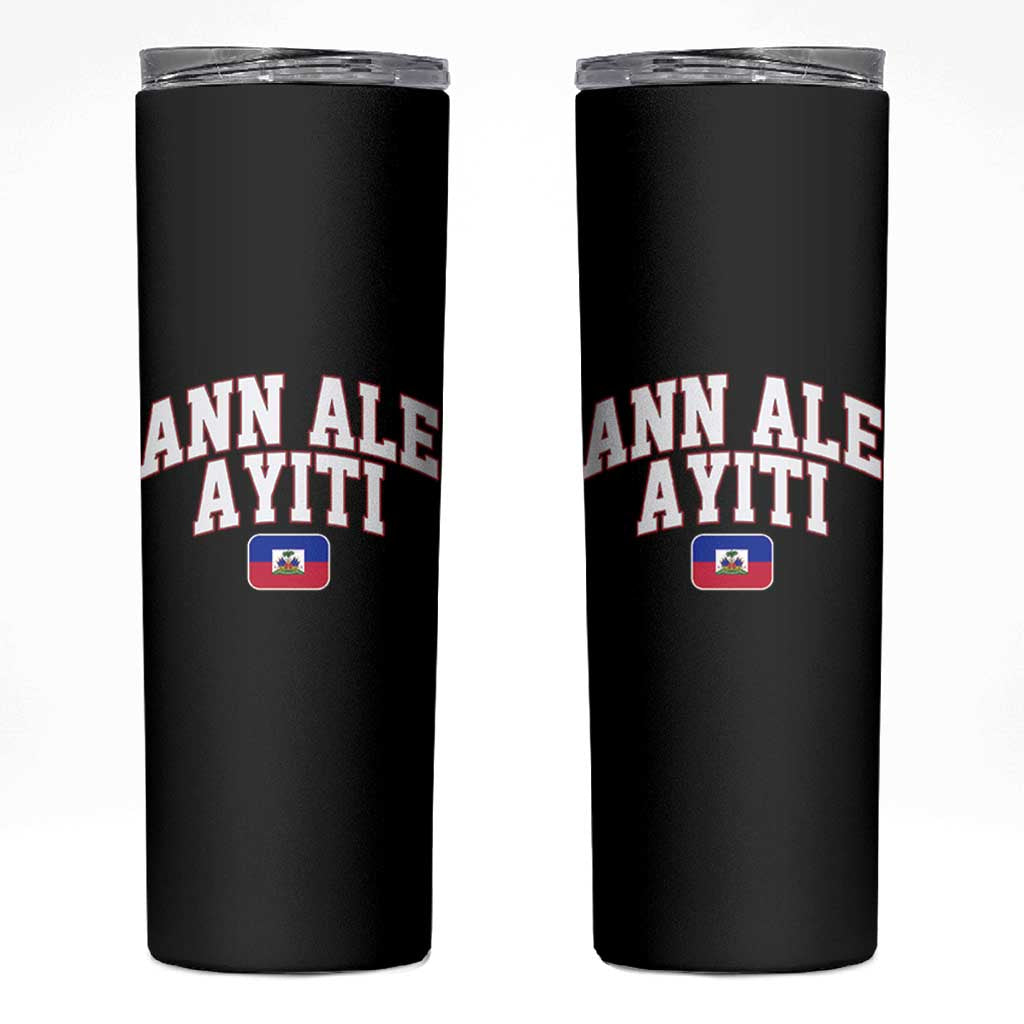 Ann Ale Ayiti Collegiate Athletic Sport Style Skinny Tumbler Let's Go Haiti Haitian Flag and Coat of Arms Pride
