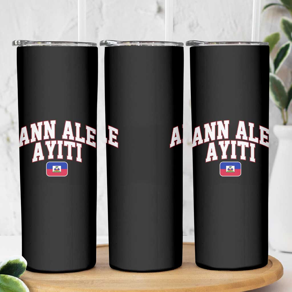 Ann Ale Ayiti Collegiate Athletic Sport Style Skinny Tumbler Let's Go Haiti Haitian Flag and Coat of Arms Pride