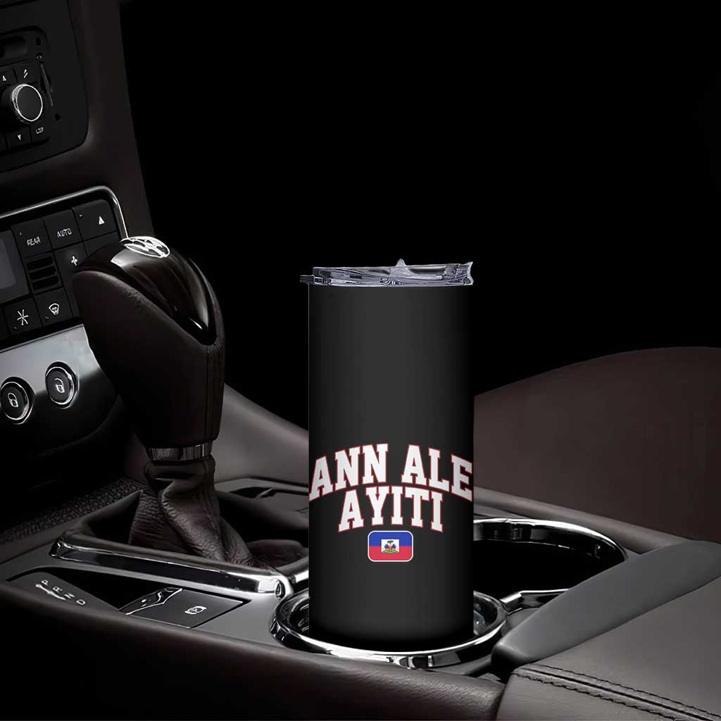 Ann Ale Ayiti Collegiate Athletic Sport Style Skinny Tumbler Let's Go Haiti Haitian Flag and Coat of Arms Pride