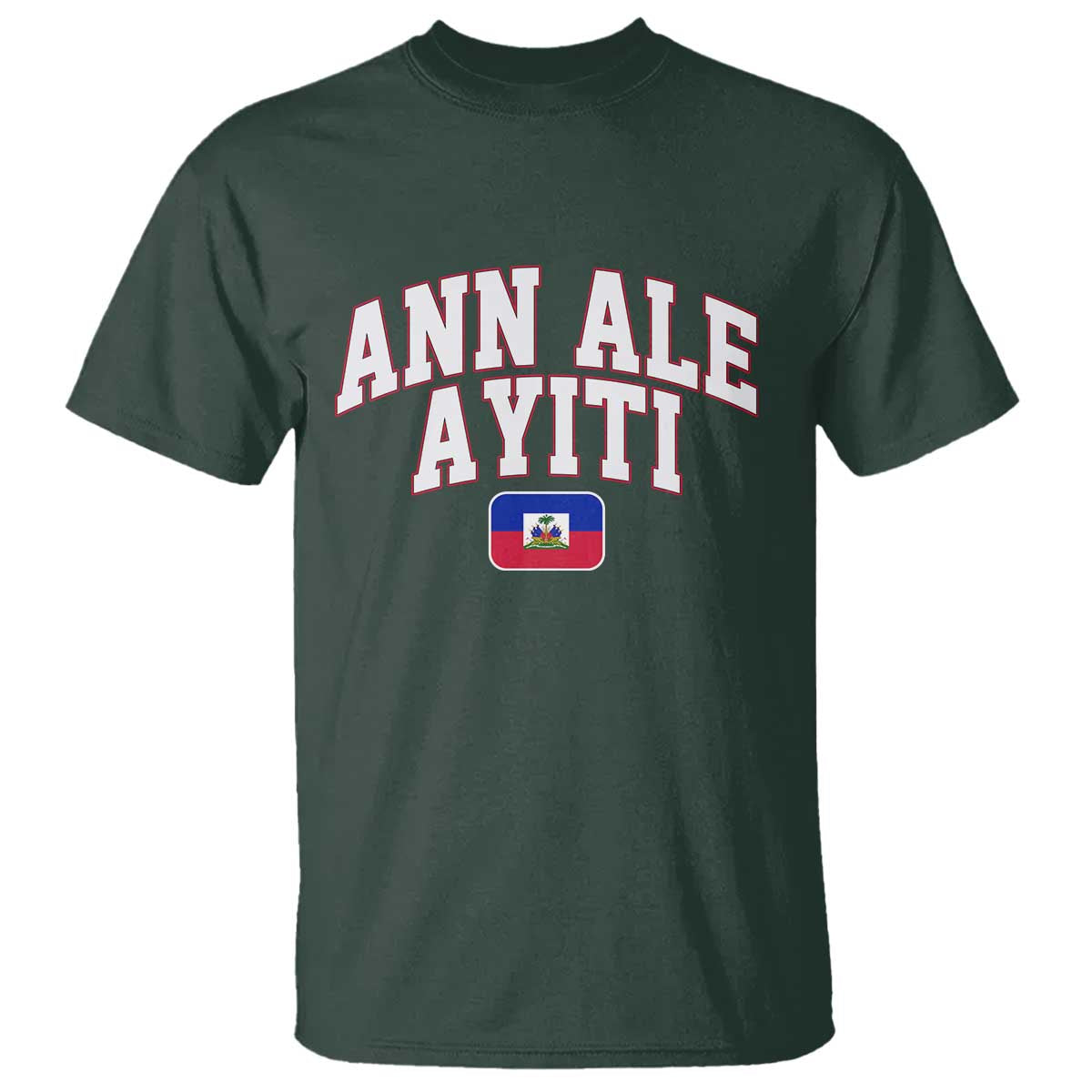 Ann Ale Ayiti Collegiate Athletic Sport Style T Shirt Let's Go Haiti Haitian Flag and Coat of Arms Pride
