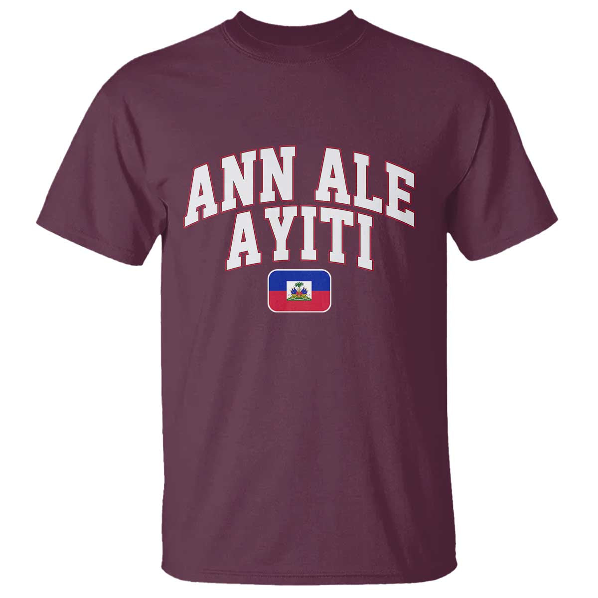 Ann Ale Ayiti Collegiate Athletic Sport Style T Shirt Let's Go Haiti Haitian Flag and Coat of Arms Pride