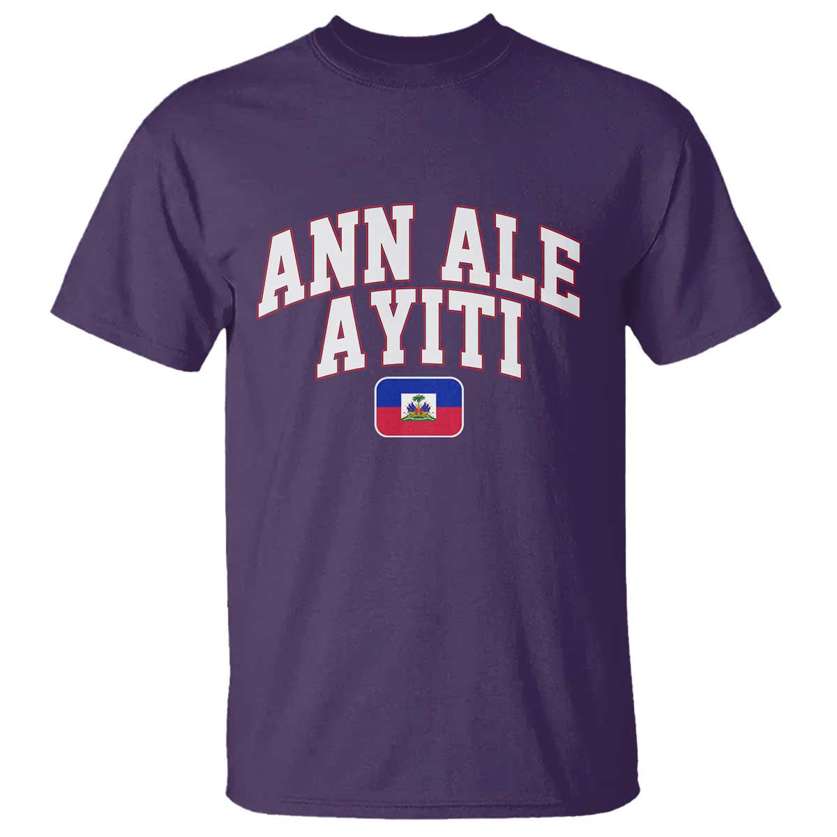 Ann Ale Ayiti Collegiate Athletic Sport Style T Shirt Let's Go Haiti Haitian Flag and Coat of Arms Pride