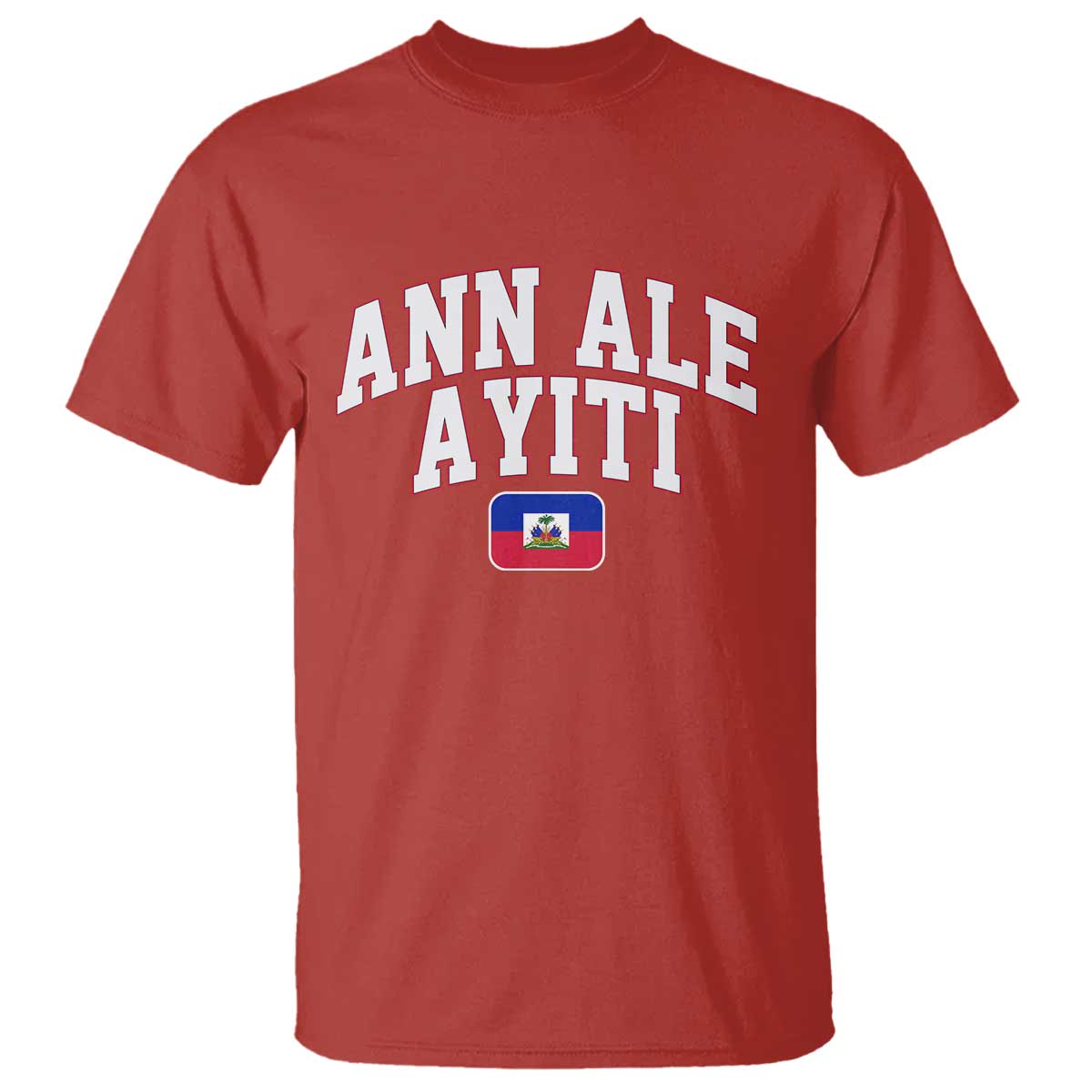 Ann Ale Ayiti Collegiate Athletic Sport Style T Shirt Let's Go Haiti Haitian Flag and Coat of Arms Pride