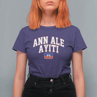 Ann Ale Ayiti Collegiate Athletic Sport Style T Shirt For Women Let's Go Haiti Haitian Flag and Coat of Arms Pride