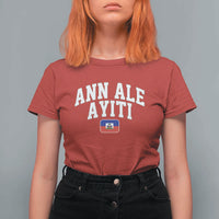 Ann Ale Ayiti Collegiate Athletic Sport Style T Shirt For Women Let's Go Haiti Haitian Flag and Coat of Arms Pride