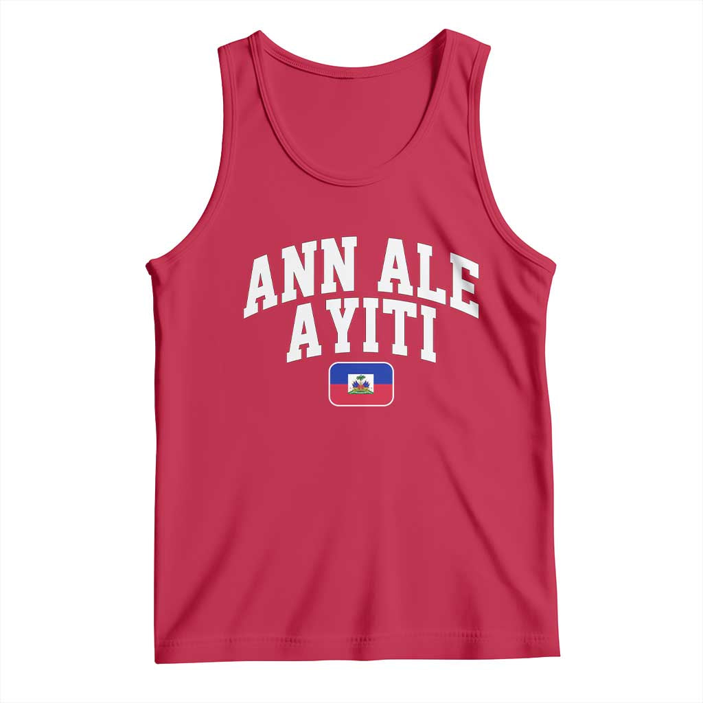 Ann Ale Ayiti Collegiate Athletic Sport Style Tank Top Let's Go Haiti Haitian Flag and Coat of Arms Pride