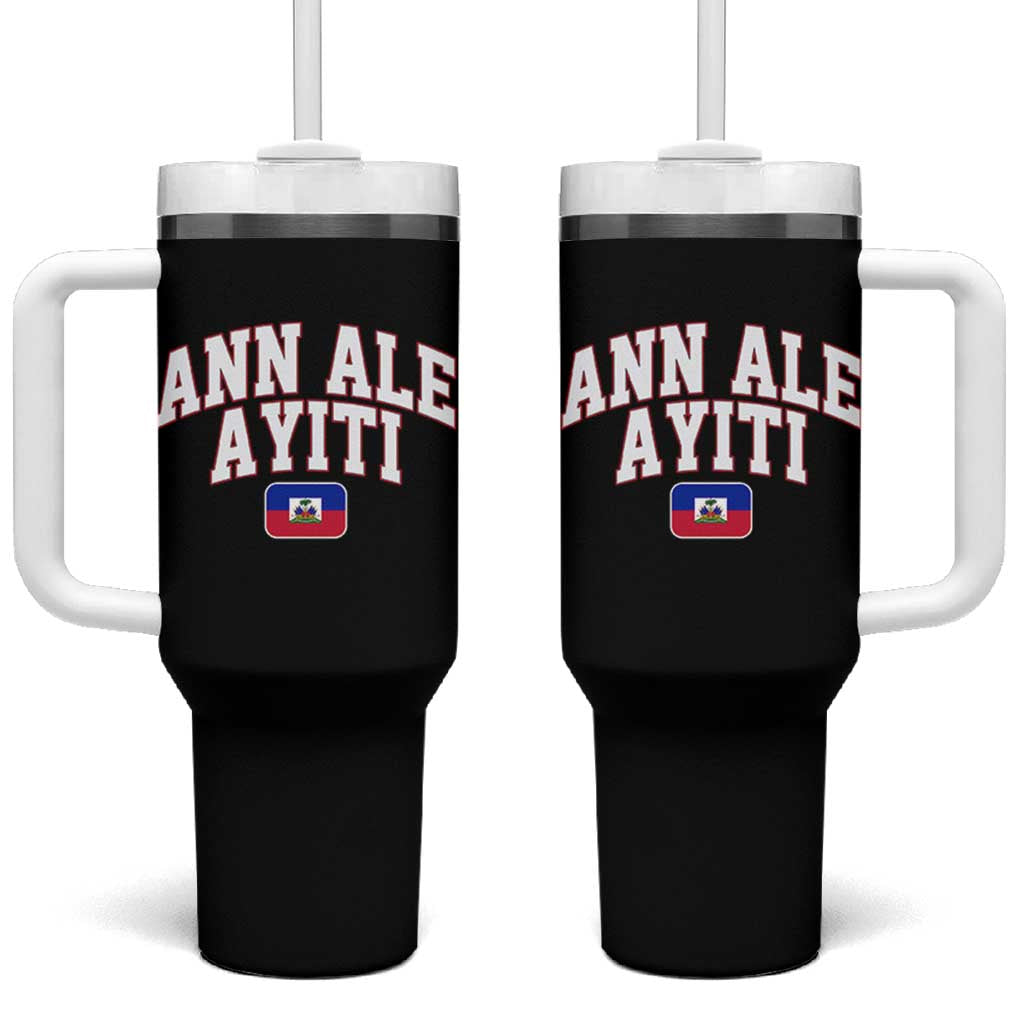 Ann Ale Ayiti Collegiate Athletic Sport Style Tumbler With Handle Let's Go Haiti Haitian Flag and Coat of Arms Pride