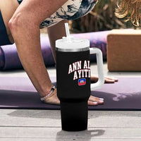 Ann Ale Ayiti Collegiate Athletic Sport Style Tumbler With Handle Let's Go Haiti Haitian Flag and Coat of Arms Pride