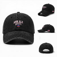 Ann Ale Ayiti Collegiate Athletic Sport Style Washed Cotton Baseball Cap Let's Go Haiti Haitian Flag and Coat of Arms Pride