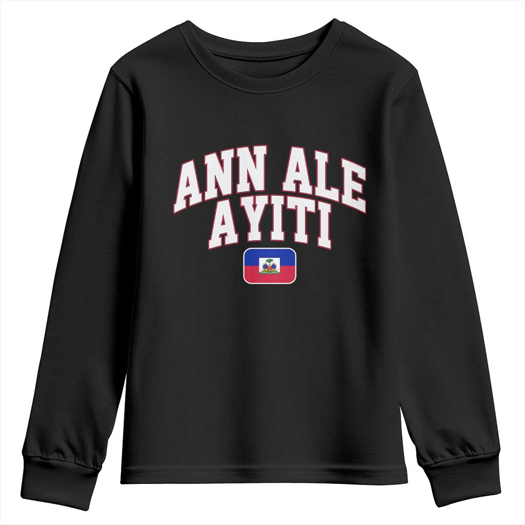 Ann Ale Ayiti Collegiate Athletic Sport Style Youth Sweatshirt Let's Go Haiti Haitian Flag and Coat of Arms Pride