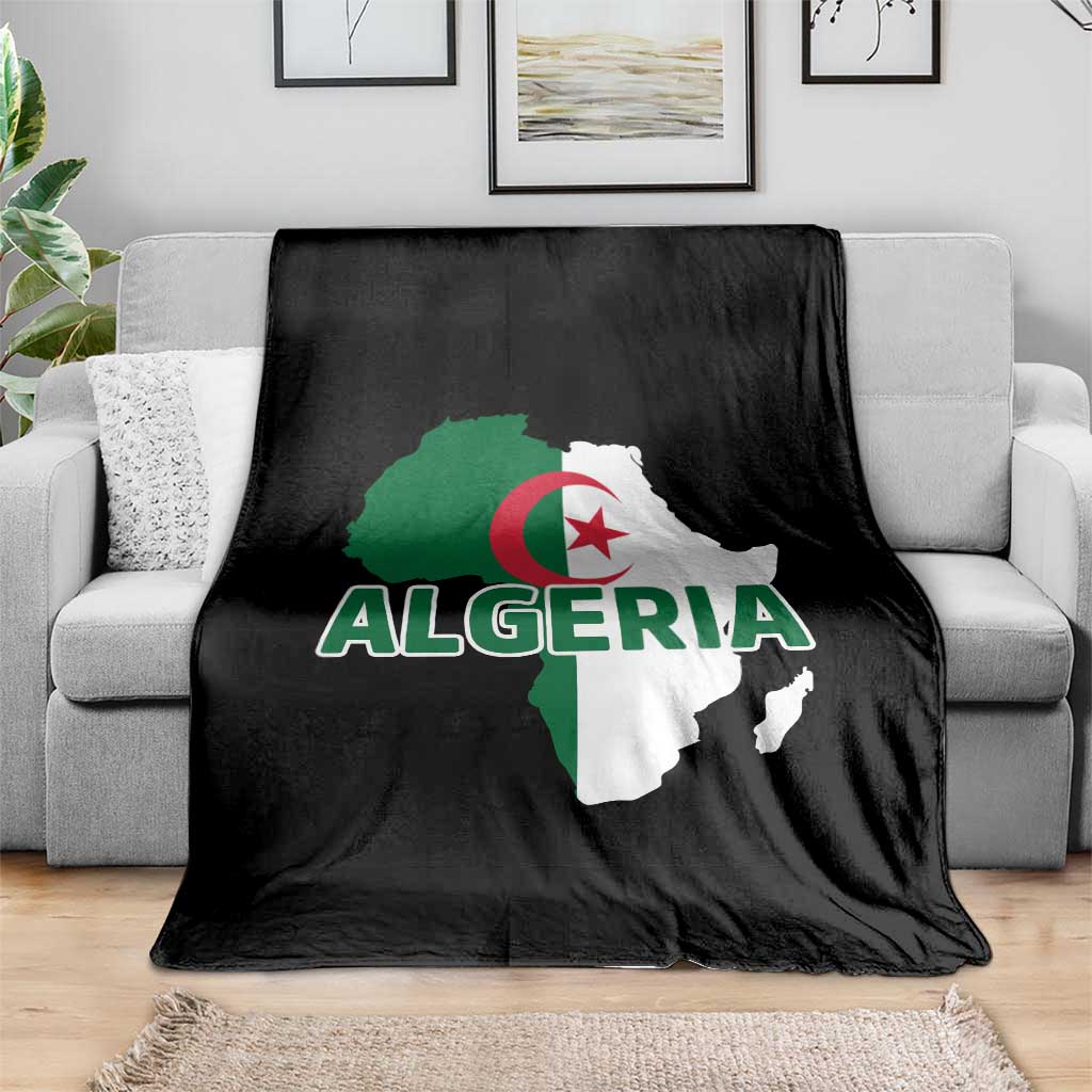 Algeria Algerian Pride Map of Africa Heritage Graphic Throw Blanket Patriotic North African Roots National Flag