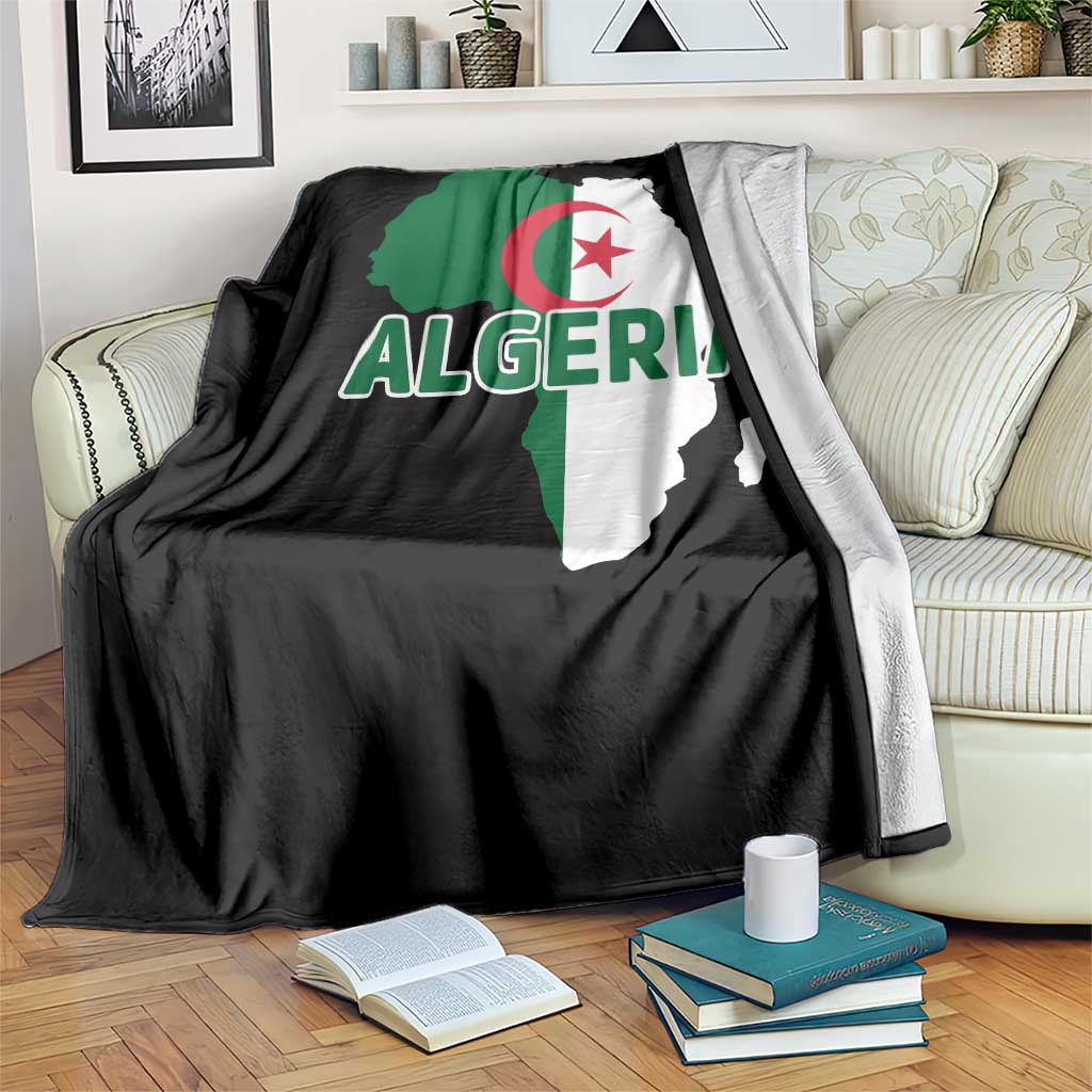 Algeria Algerian Pride Map of Africa Heritage Graphic Throw Blanket Patriotic North African Roots National Flag