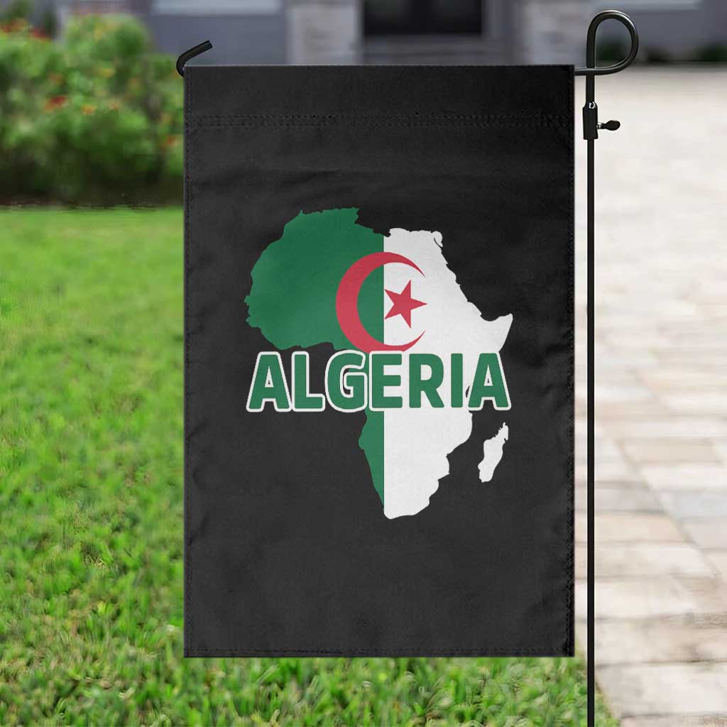 Algeria Algerian Pride Map of Africa Heritage Graphic Garden Flag Patriotic North African Roots National Flag