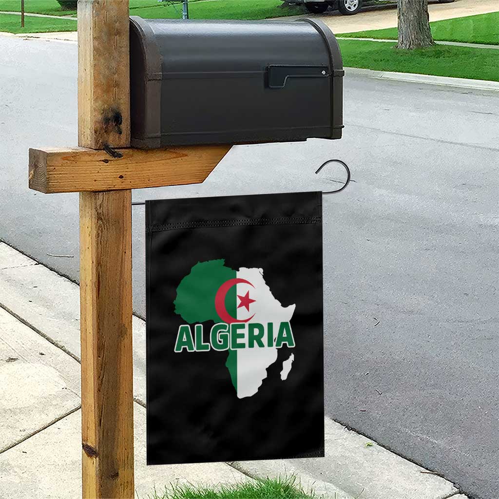 Algeria Algerian Pride Map of Africa Heritage Graphic Garden Flag Patriotic North African Roots National Flag