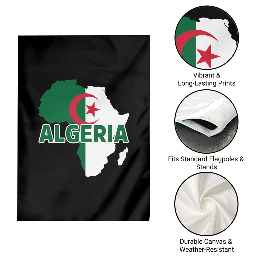 Algeria Algerian Pride Map of Africa Heritage Graphic Garden Flag Patriotic North African Roots National Flag
