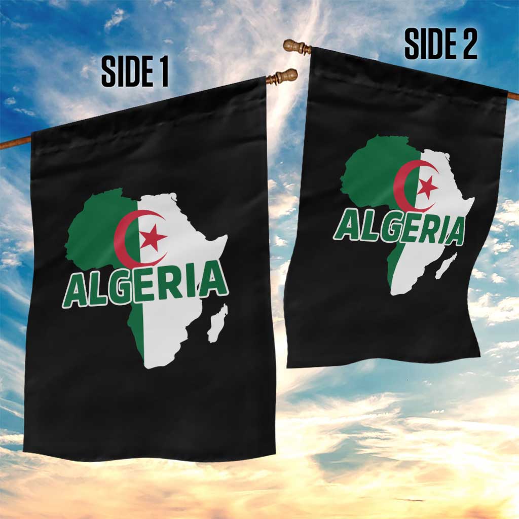 Algeria Algerian Pride Map of Africa Heritage Graphic Garden Flag Patriotic North African Roots National Flag