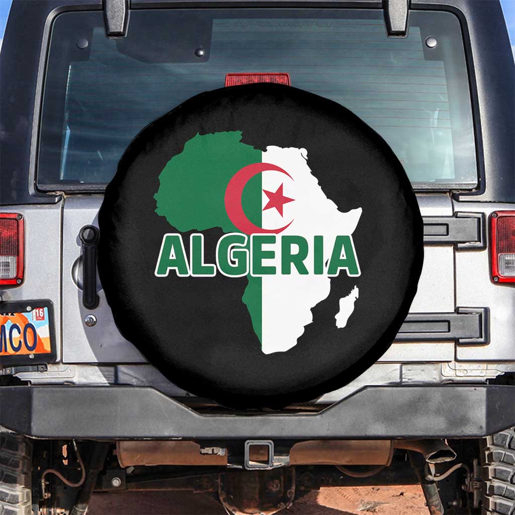 Algeria Algerian Pride Map of Africa Heritage Graphic Spare Tire Cover Patriotic North African Roots National Flag