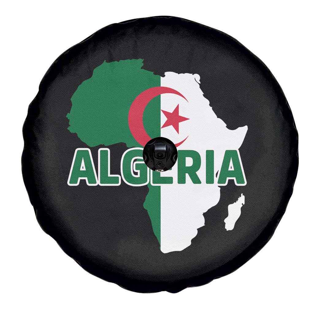 Algeria Algerian Pride Map of Africa Heritage Graphic Spare Tire Cover Patriotic North African Roots National Flag