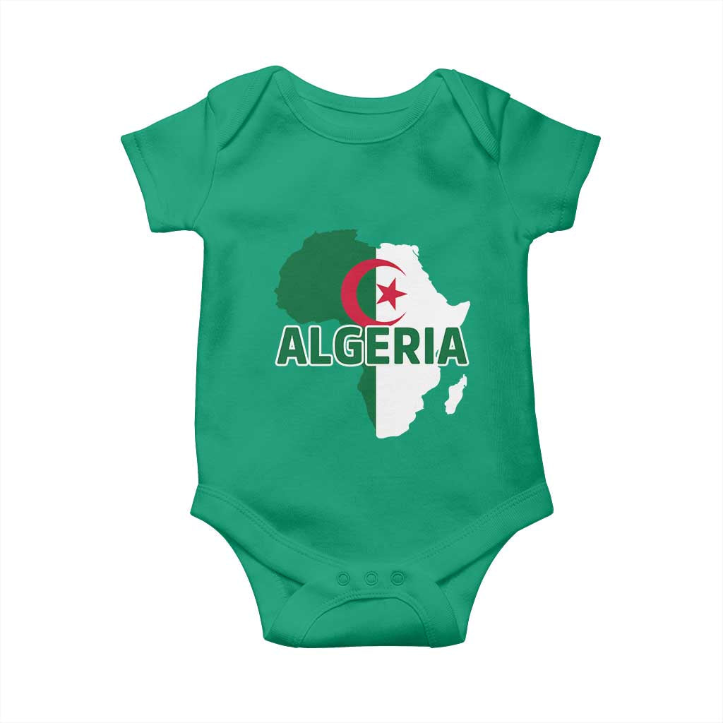 Algeria Algerian Pride Map of Africa Heritage Graphic Baby Onesie Patriotic North African Roots National Flag