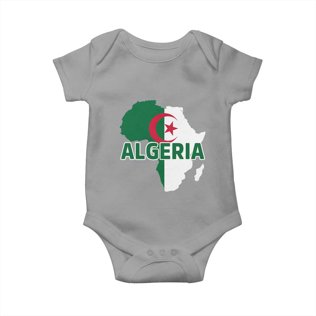 Algeria Algerian Pride Map of Africa Heritage Graphic Baby Onesie Patriotic North African Roots National Flag
