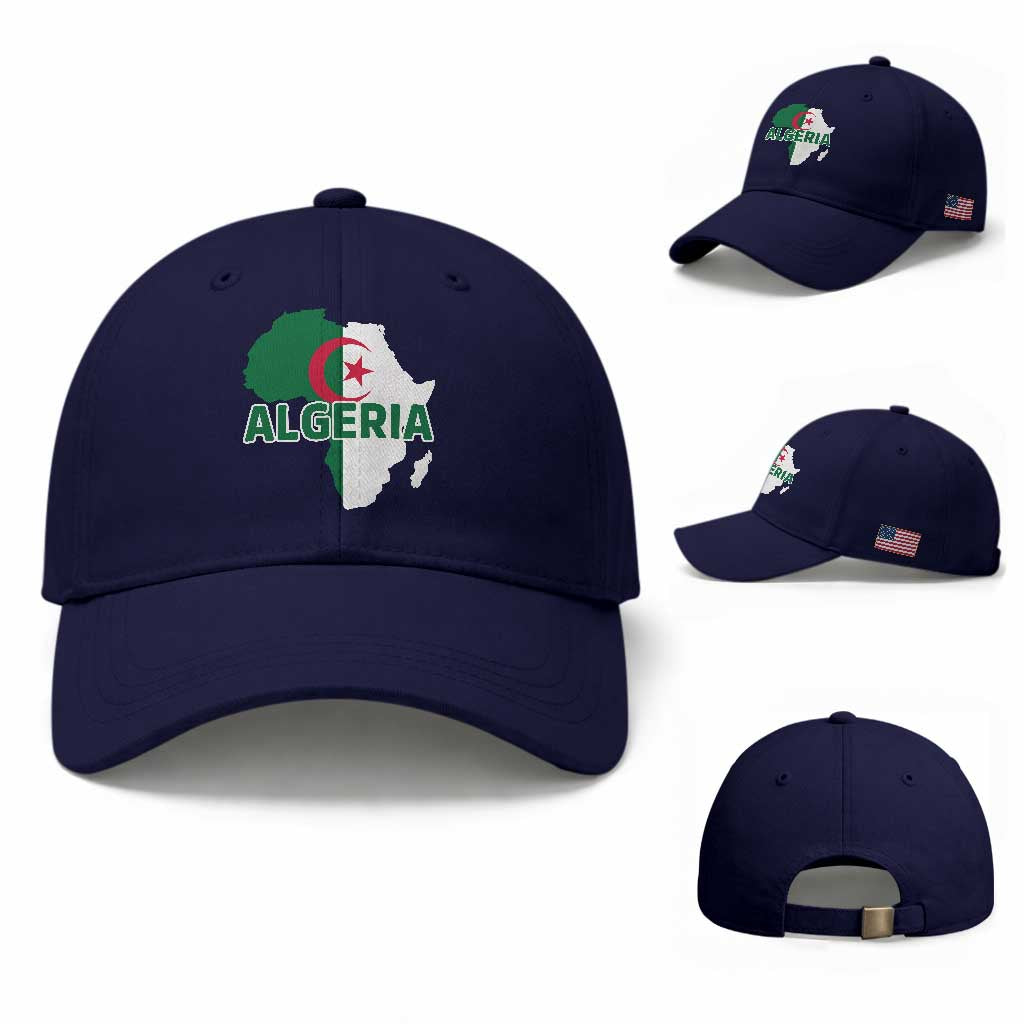 Algeria Algerian Pride Map of Africa Heritage Graphic Baseball Cap Patriotic North African Roots National Flag