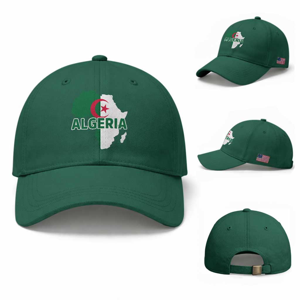 Algeria Algerian Pride Map of Africa Heritage Graphic Baseball Cap Patriotic North African Roots National Flag