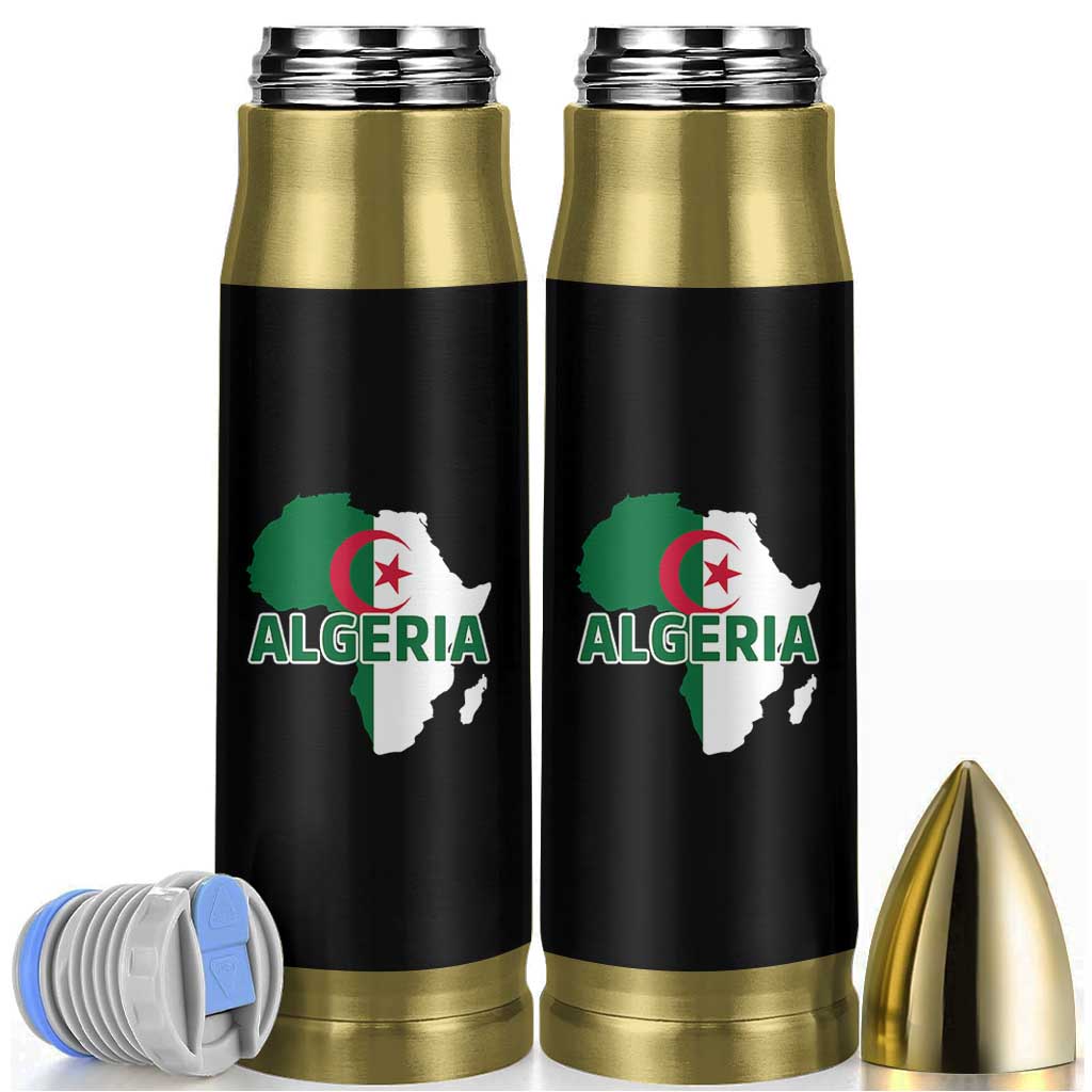 Algeria Algerian Pride Map of Africa Heritage Graphic Bullet Tumbler Patriotic North African Roots National Flag