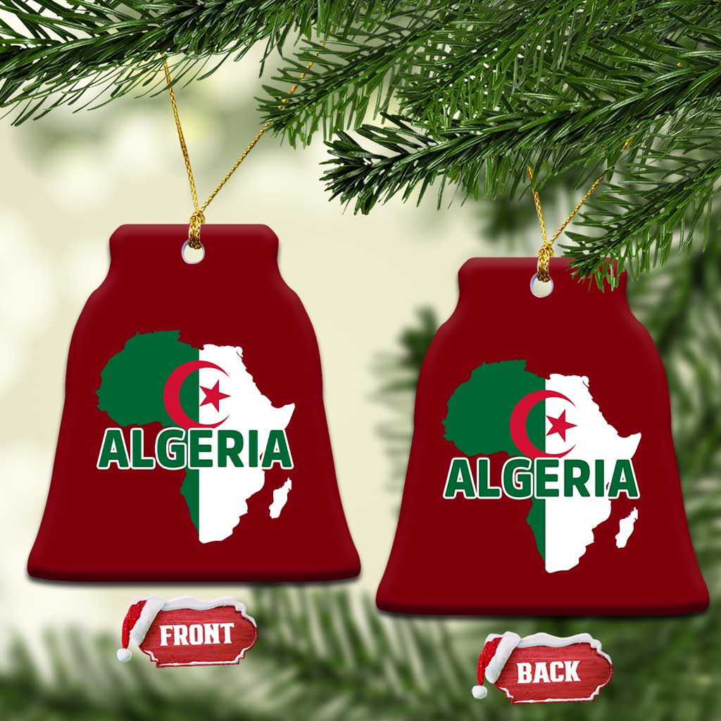 Algeria Algerian Pride Map of Africa Heritage Graphic Ceramic Ornament Patriotic North African Roots National Flag