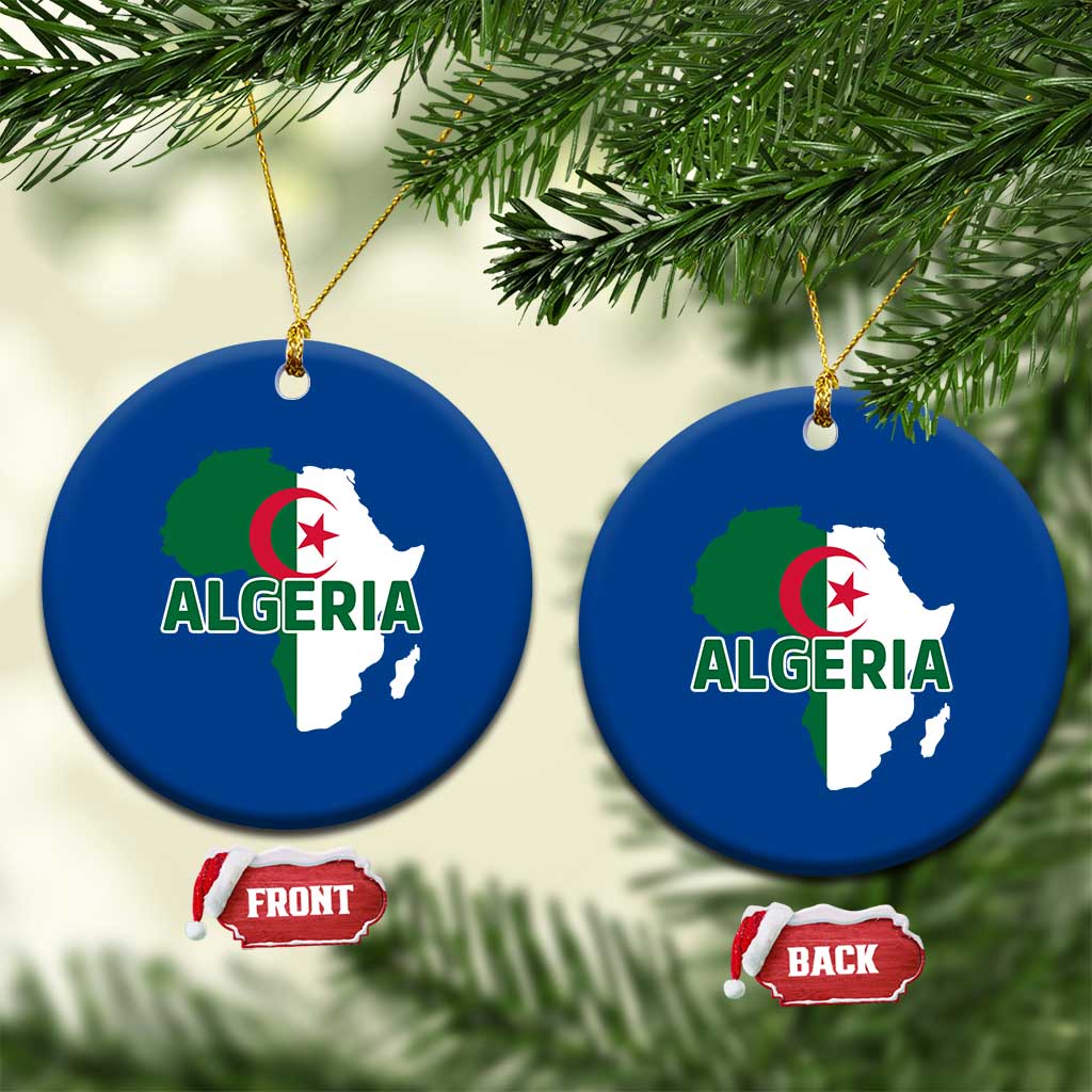 Algeria Algerian Pride Map of Africa Heritage Graphic Ceramic Ornament Patriotic North African Roots National Flag