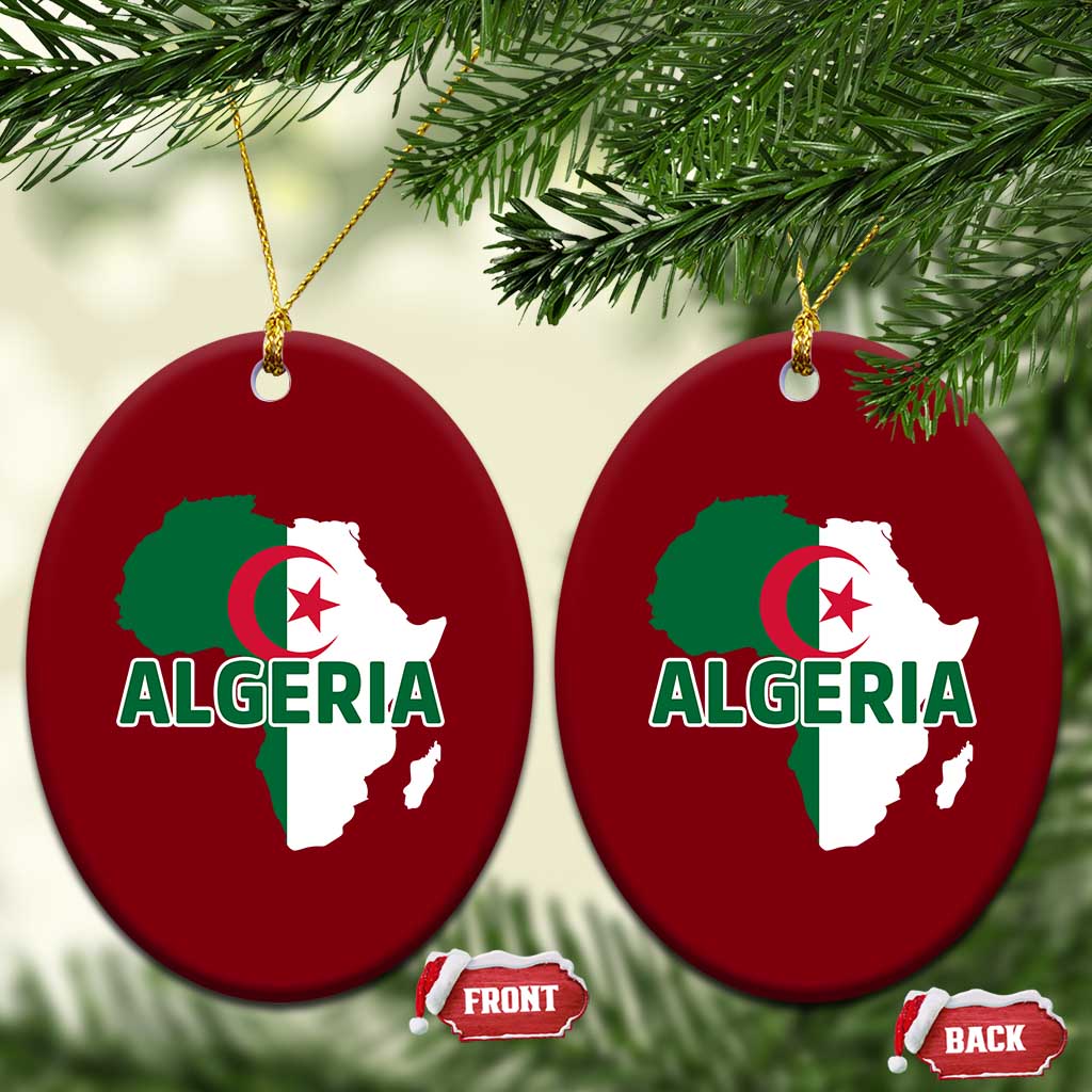 Algeria Algerian Pride Map of Africa Heritage Graphic Ceramic Ornament Patriotic North African Roots National Flag